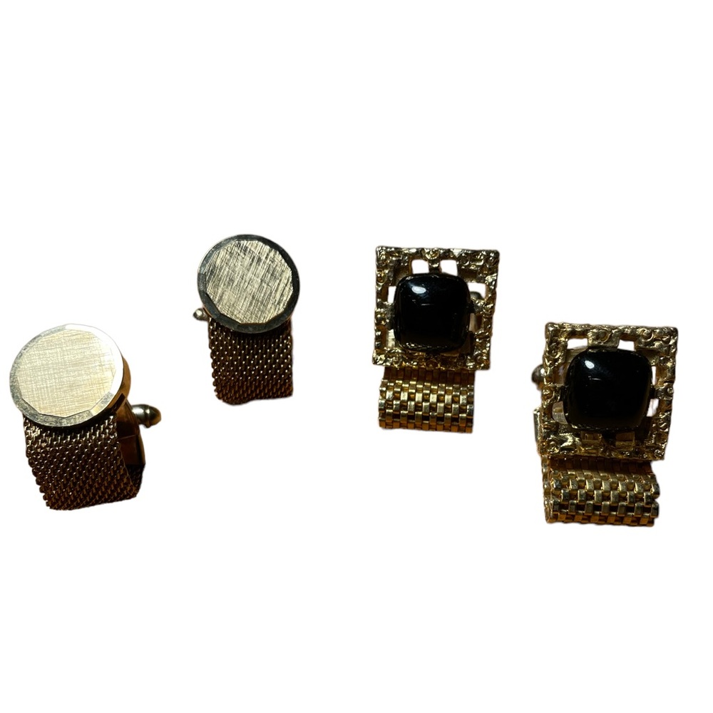 Two pair of Vintage Cuff Links Gold tone